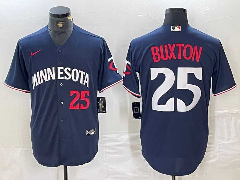 Mens Minnesota Twins #25 Byron Buxton Number 2023 Navy Blue Cool Base Jerseys->minnesota twins->MLB Jersey
